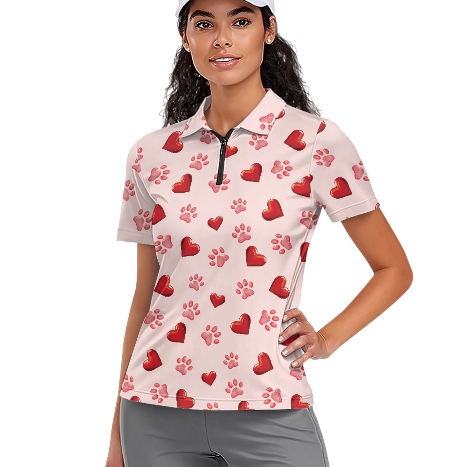 COEQINE Women V Neck Golf Shirts 1/4 Zip Short Sleeve Workout Polo