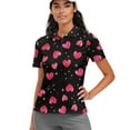 thumbnail image 1 of COEQINE Women 1/4 Zip Golf Shirts Moisture Wicking Soft Golf Tops Heart and Star Black Print Lightweight Polo Shirts Quick Dry Fit Workout Short Sleeve Tennis Activewear, S, 1 of 7