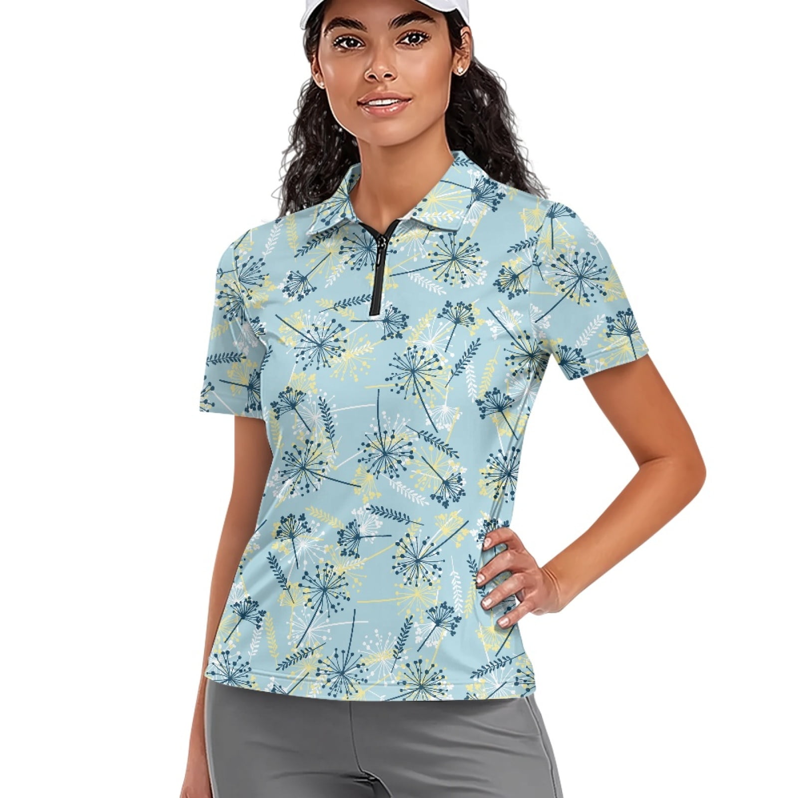 COEQINE Women V Neck Golf Shirts 1/4 Zip Moisture Wicking Golf