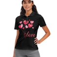 thumbnail image 1 of COEQINE Women 1/4 Zip Golf Shirts Moisture Wicking Soft Tennis Activewear Heart Shaped Balloon Love Black Print Short Sleeve Polo Shirts for Valentine's Day, XL, 1 of 7