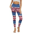 thumbnail image 1 of COEQINE Women Buttery Soft Yoga Leggings with Pockets Tummy Control Breathable High Waisted Gym Pants 4-Way Stretch Hip Lift Tights for Biking, Paw Print Star American Flag, 2XL, 1 of 7