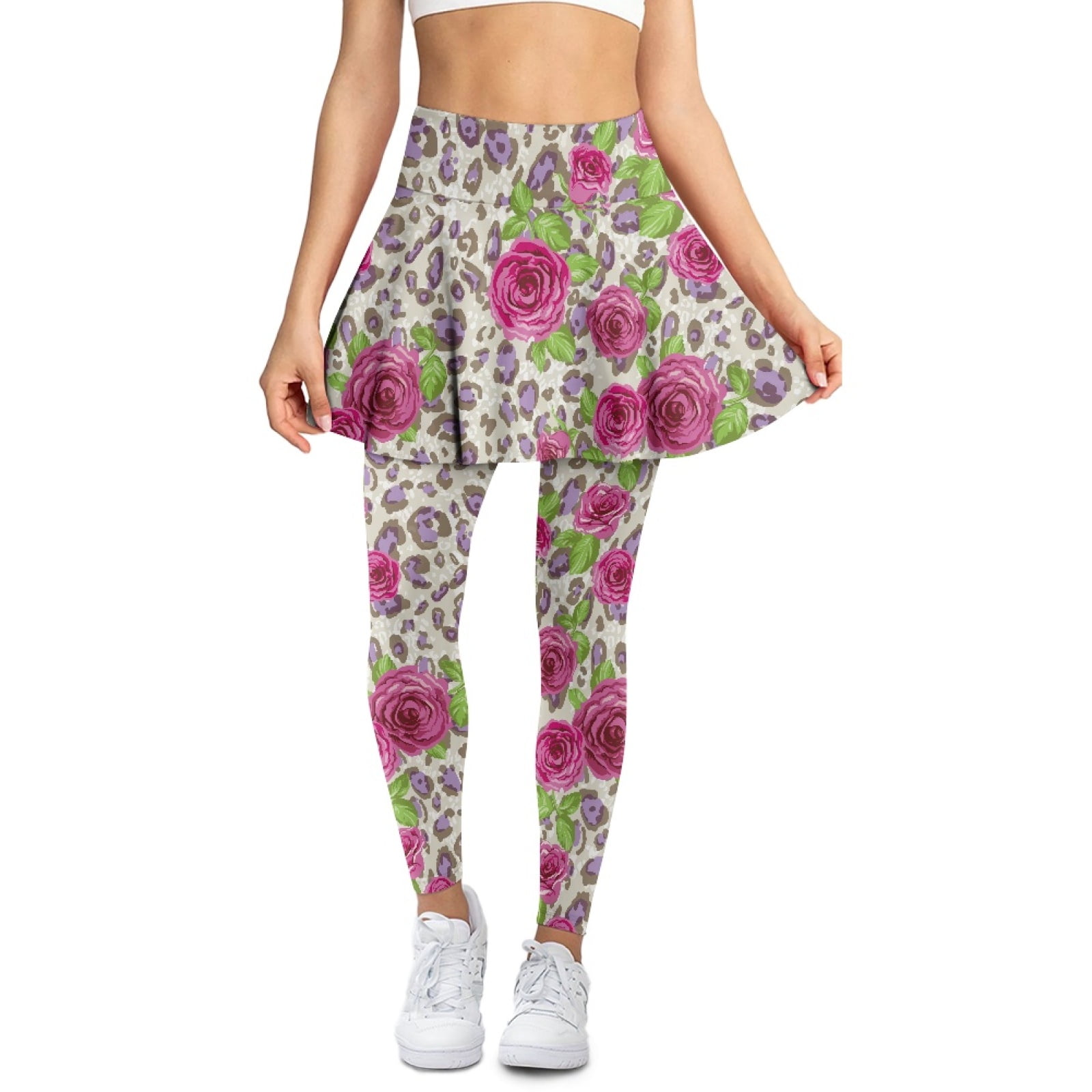 COEQINE Women Elastic Comfy Tennis Skirted Legging with Pockets Rose ...