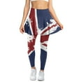 thumbnail image 1 of COEQINE Women Elastic Tennis Skirted Legging with Pockets Union Jack Pattern Ruffle Pleated Yoga Skirts with Leggings for Women High Waist Comfy Golf Pickleball Leggings, 2XL, 1 of 7