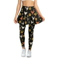 thumbnail image 1 of COEQINE Women Elastic Yoga Skirted Legging for Women with Pockets Chicken Sunflower Floral Black Print High Waist Tennis Skirts with Leggings Golf Pickleball Skort Pants, 2XL, 1 of 7