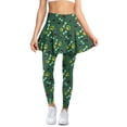 thumbnail image 1 of COEQINE Women Fashion Yoga Skirted Legging with Pockets Paw Print Bone Green Pattern Breathable Tennis Skirts with Leggings for Women High Waist Comfy Golf Leggings, S, 1 of 7
