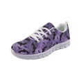 thumbnail image 1 of COEQINE Women Halloween Sneakers Breathable Mesh Lace Up Running Shoes Puppy Footprint Travel Outdoor White Sole Training Athletic Sport Footwear, Bat Cobweb Purple, 1 of 7