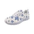 thumbnail image 1 of COEQINE Women Running Shoes Lace-up White Sole Girls Sneakers Soft Camping Training Athletic Shoes Tennis Sneakers for Jogging Hiking, Blue Sea Turtle Conch Floral, 1 of 7