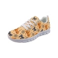 thumbnail image 1 of COEQINE Women Running Shoes Lace-up White Sole Sneakers Hiking Camping Soft Breathable Training Athletic Footwear Tennis Shoes, Halloween Pumpkin Cobweb Bow, 1 of 7