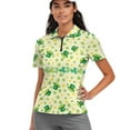 thumbnail image 1 of COEQINE Women Short Sleeve Golf Shirts 1/4 Zip Moisture Wicking Golf Tops Gold Coin Shamrock Hat Print Quick Dry Fit Polo Shirts Lightweight Tennis Activewear for St. Patrick's Day, L, 1 of 7