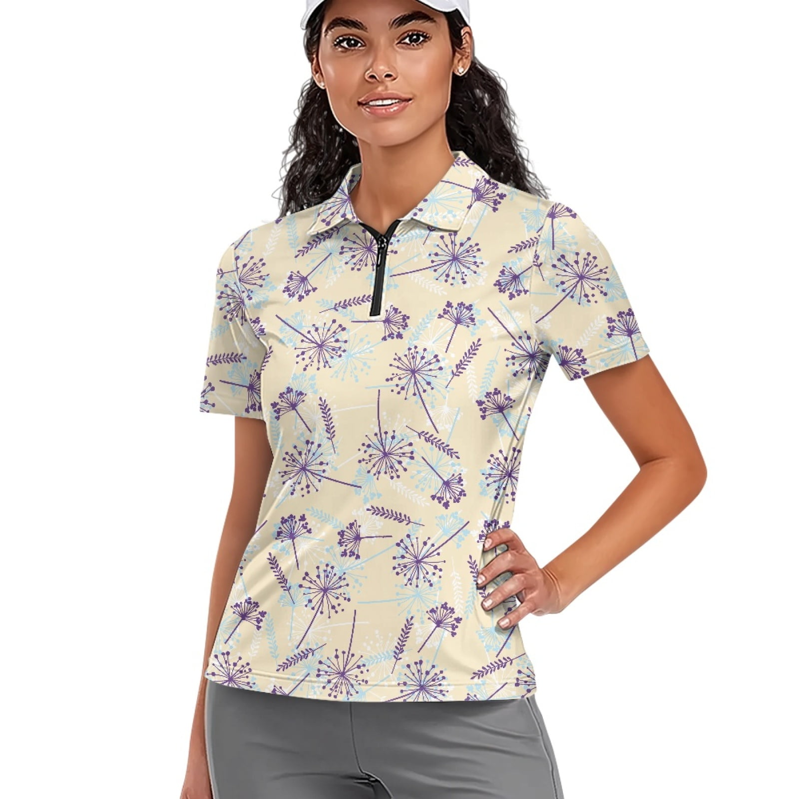 COEQINE Women V Neck Golf Shirts 1/4 Zip Moisture Wicking Golf