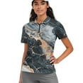 thumbnail image 1 of COEQINE Women Short Sleeve Golf Shirts 1/4 Zip V Neck Quick Dry Fit Polo Shirts Gray Brown Marble Print Workout Golf Tops Lightweight Moisture Wicking Sportswear, M, 1 of 7