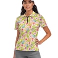 thumbnail image 1 of COEQINE Women Short Sleeve Golf Shirts Easter Tulip Egg Pink Print Moisture Wicking Quick Dry Fit Golf Polo Tops V Neck 1/4 Zip Workout Sportswear Lightweight Soft Tennis Shirts, M, 1 of 7