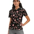 thumbnail image 1 of COEQINE Women Short Sleeve Golf Shirts Moisture Wicking Soft 1/4 Zip Golf Tops Candy and Snowflake Black Print Quick Dry Fit Polo Shirts Lightweight Tennis Activewear, M, 1 of 7