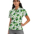 thumbnail image 1 of COEQINE Women Short Sleeve Golf Shirts Moisture Wicking V Neck Golf Tops Shamrock Leprechaun Hat and Polka Dots Print 1/4 Zip Polo Shirts for St. Patrick's Day Pullover Athletic Tops, XS, 1 of 7