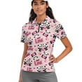 thumbnail image 1 of COEQINE Women Short Sleeve Golf Shirts Quick Dry Fit Moisture Wicking Polo Shirts JUSE LOVE Heart Panda Print Lightweight Short Golf Tops Workout Sportswear for Valentine's Day, 2XL, 1 of 7