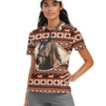 thumbnail image 1 of COEQINE Women Short Sleeve Golf Shirts Quick Dry Fit V Neck 1/4 Zip Golf Tops Horse American Tribal Print Moisture Wicking Soft Polo Shirts Workout Lightweight Tennis Activewear, XL, 1 of 7