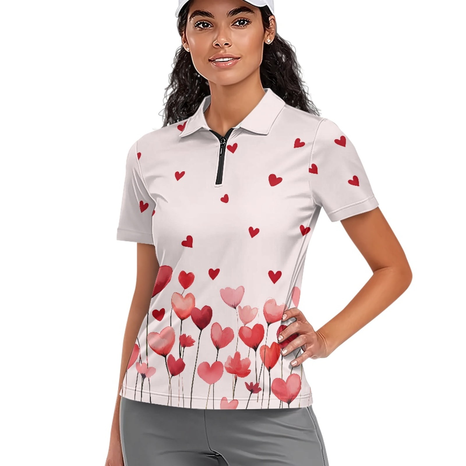 COEQINE Women V Neck Golf Shirts 1/4 Zip Moisture Wicking Golf