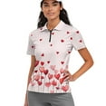 thumbnail image 1 of COEQINE Women Short Sleeve Golf Shirts V Neck 1/4 Zip Moisture Wicking Tennis Activewear Heart Shaped Balloon and Floral Print Quick Dry Fit Golf Tops for Valentine's Day, 2XL, 1 of 7