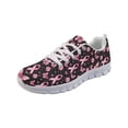 thumbnail image 1 of COEQINE Women Sneakers Breast Cancer Awareness Ribbons Running Walking Shoes White Sole Tennis Shoes Travel Casual Breathable Mesh Footwear, Pink Ribbon Flower Butterfly, 1 of 7