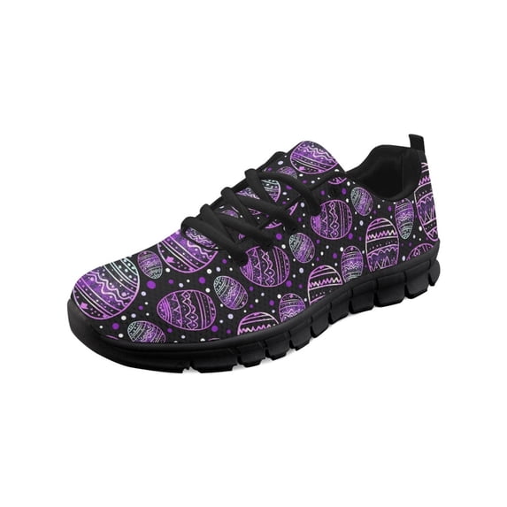 COEQINE Women Sneakers Running Athletic Footwear Anti-Slip Mens Tennis Shoes for Outdoor Sports Soft Girls Training Shoes Footwear, Easter Egg Dots Purple