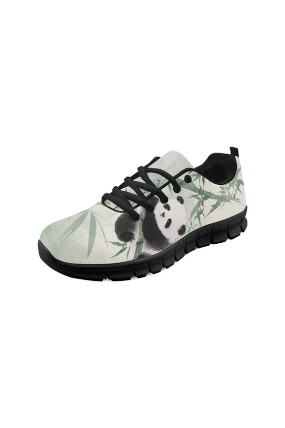 Women Sneakers Tennis Shoes Fashion Sport Gym Jogging Tennis Fitness Sneaker Black Sole Girls Training Athletic Footwear, Panda Bamboo Print