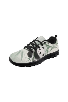 Women Sneakers Tennis Shoes Fashion Sport Gym Jogging Tennis Fitness Sneaker Black Sole Girls Training Athletic Footwear, Panda Bamboo Print