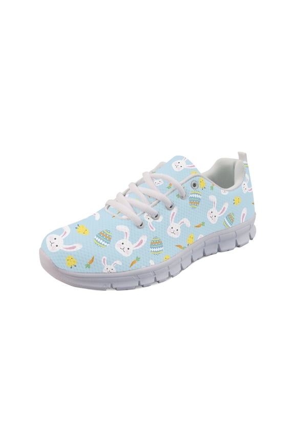 Women Sneakers Tennis Shoes Fashion Sport Gym Jogging Tennis Fitness Sneaker White Sole Girls Easter Day Taining Athletic Footwear, Easter Bunny Egg Carrot Blue