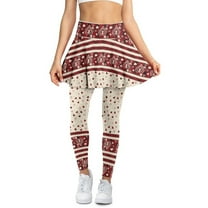 COEQINE Women Tennis Skirted Legging with Pockets Breathable Elastic Fashion Yoga Leggings with Skirts Heart Dark Red Print High Waist Golf Skirts with Leggings for Valentine's Day, XS