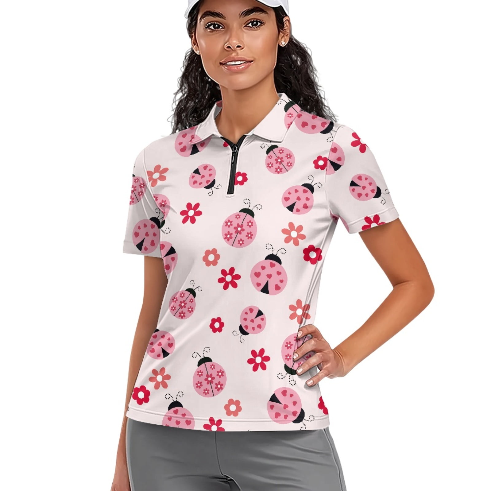 COEQINE Women V Neck Golf Shirts 1/4 Zip Moisture Wicking Golf