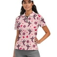 thumbnail image 1 of COEQINE Women V Neck Golf Shirts Lightweight Short Sleeve Polo Shirts Hummingbird Rose and Heart Print Moisture Wicking Tennis Activewear for Valentine's Day, 2XL, 1 of 7