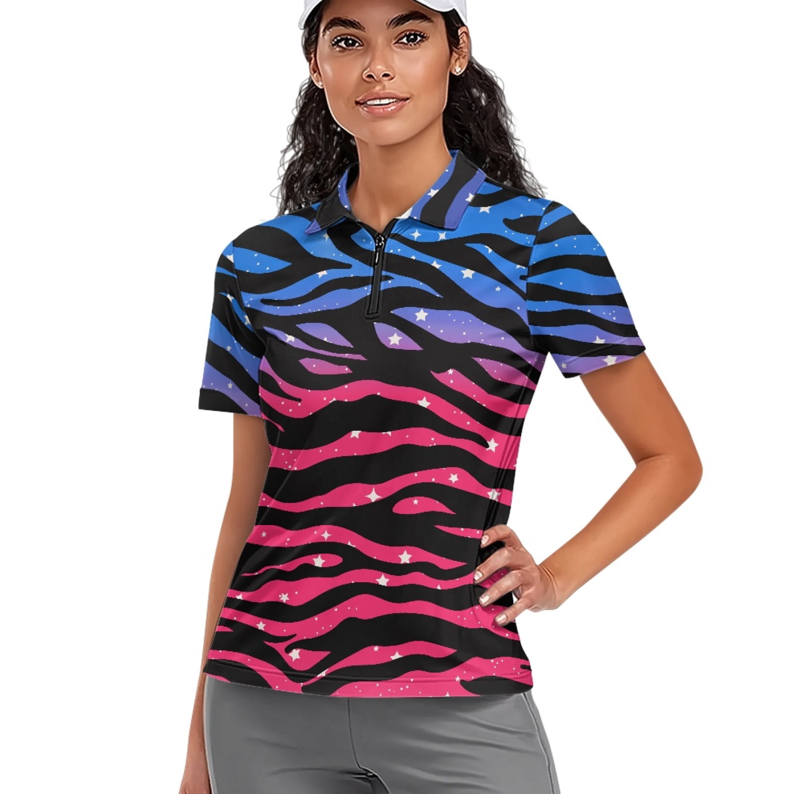 COEQINE Women V Neck Golf Shirts 1/4 Zip Moisture Wicking Golf