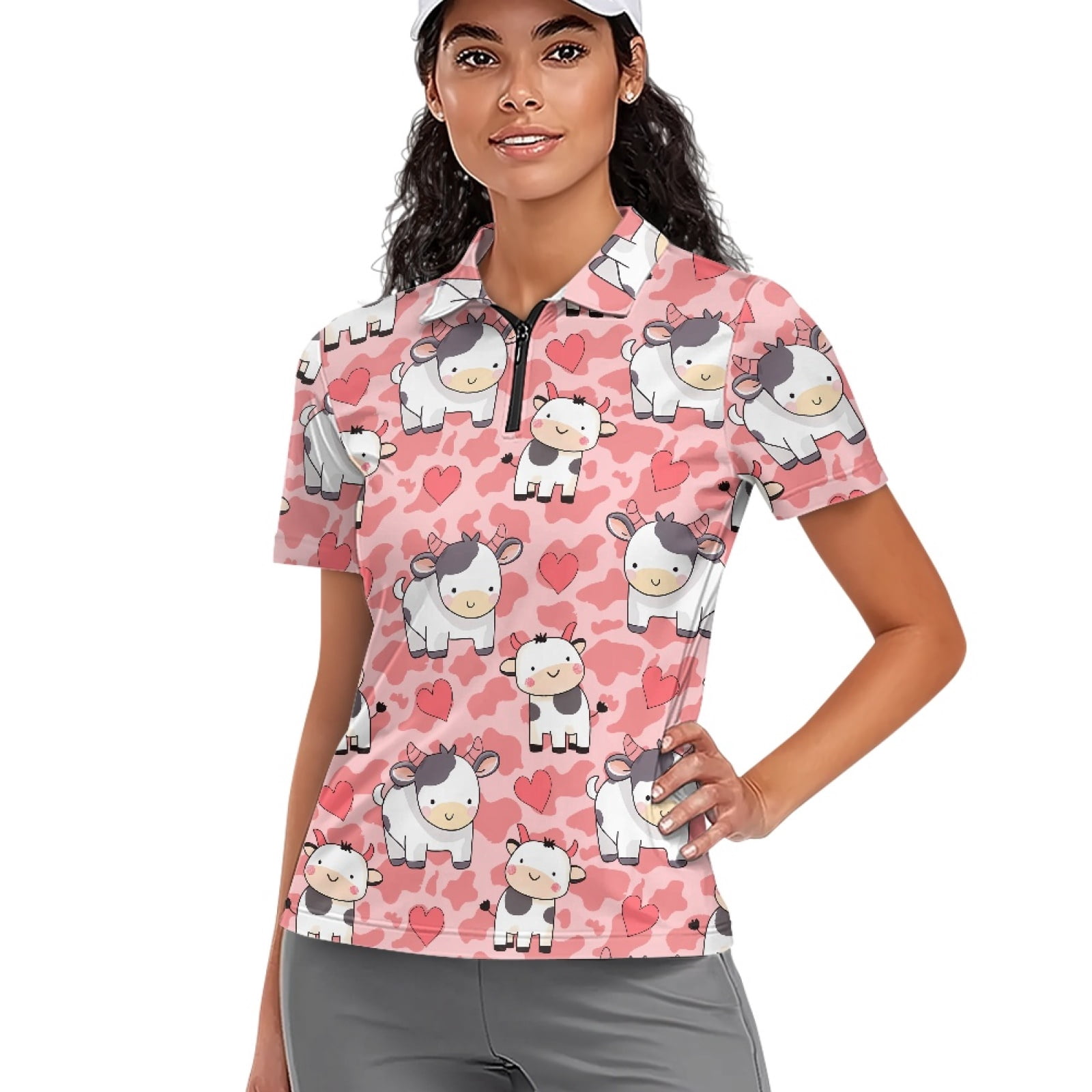 COEQINE Women V Neck Golf Shirts 1/4 Zip Moisture Wicking Golf
