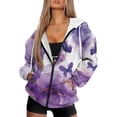 thumbnail image 1 of COEQINE Women's Fashion Hoodie Oversized Sweatshirts Christmas Tree Snowman Black Print Full Zipper Y2K Jacket Lights Pattern Long Sleeve Casual Wear Fall Tops with Pockets, XL, 1 of 7