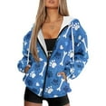 thumbnail image 1 of COEQINE Women's Fashion Hoodie Oversized Sweatshirts Paw Prints Bone Print Full Zipper Long Sleeve Jacket Y2K Heart Blue Pattern Casual Wear Fall Winter Outfits Tops with Pockets, S, 1 of 7