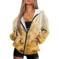 thumbnail image 1 of COEQINE Women's Full Zip Up Hoodie Oversized Sweatshirts Butterfly and Sunflower Yellow Print Fashion Casual Wear Y2K Jacket Coat Fall Lightweight Tops with Pockets, 2XL, 1 of 7