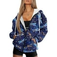 thumbnail image 1 of COEQINE Women's Long Sleeve Hoodie Fashion Oversized Sweatshirts Dragonfly Dark Blue Pattern Full Zipper Y2K Jacket Soft Casual Wear Fall Tops with Pockets, S, 1 of 7