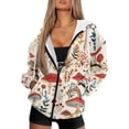 thumbnail image 1 of COEQINE Women's Long Sleeve Hoodie Oversized Sweatshirts Red Mushroom White Print Fashion Casual Wear Full Zipper Y2K Jacket Fall Outfits Tops with Pockets, XS, 1 of 7