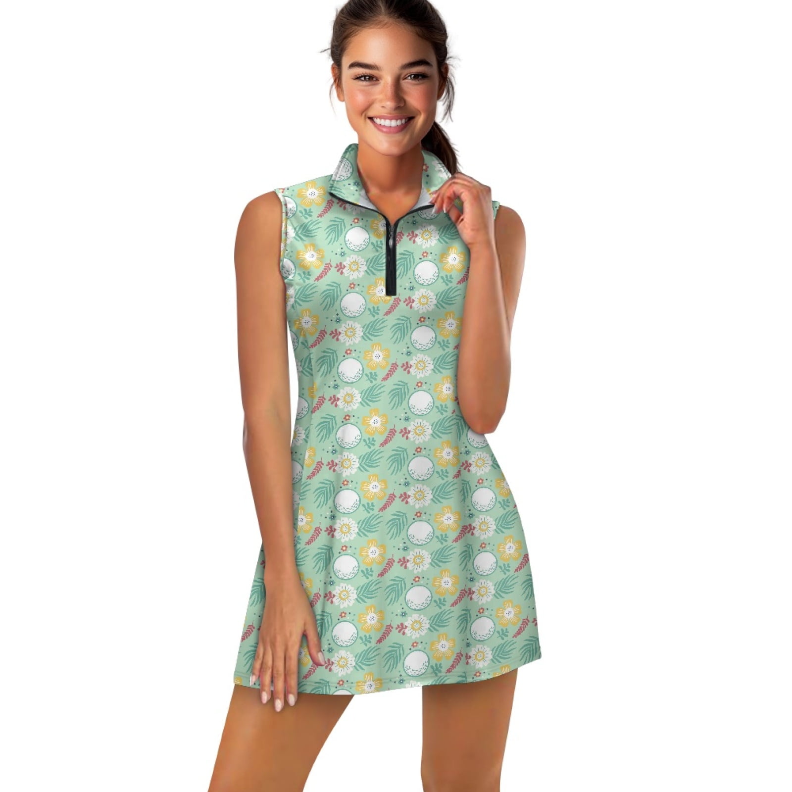COEQINE Women's Tennis Dress V-Neck 2 Piece Set Pickleball Dresses with  Pockets and Shorts Golf Ball Leaf and Floral Light Green Print Sleeveless  Washable Golf Outfits for Women, XL - Walmart.com