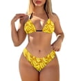 thumbnail image 1 of COEQINE Women's Tie Rope Bikini Padded Top 2 Piece Removable Pad Cheeky Mid Waist Bathing Suit Banana Allover Print Spandex Swimwear for Beach Water Activities, 2XL, 1 of 7