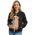 thumbnail image 1 of COEQINE Women's Zip Up Bomber Jacket Casual Stand Collar Cropped Bomber Outfits with Pockets, Fashion Outerwear Varsity Jackets Shackets Fall Coats, 4X-Large, Capybara Science Math, 1 of 7