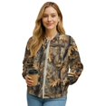 thumbnail image 1 of COEQINE Womens Zip Up Bomber Jacket Coat Stand Collar Short Jackets with Pockets, Long Sleeve Cropped Coat Fashion Tops Outerwear Fall Outfits Sweatshirts, Large, Camo Hunting Forest, 1 of 7