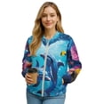 thumbnail image 1 of COEQINE Womens Zip Up Sweatshirt Jacket Relaxed Fit Fall Trendy Bomber Jacket with Pocket, Long Sleeve Cropped Coat Sweatshirts Baseball Outerwear, Large, Dolphin Ocean Coral, 1 of 7