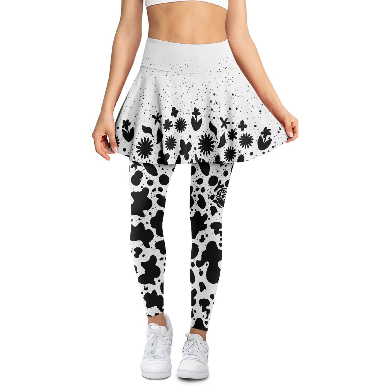 COEQINE Yoga Skirted Legging for Women Ruffle Pleated High Waist Golf ...