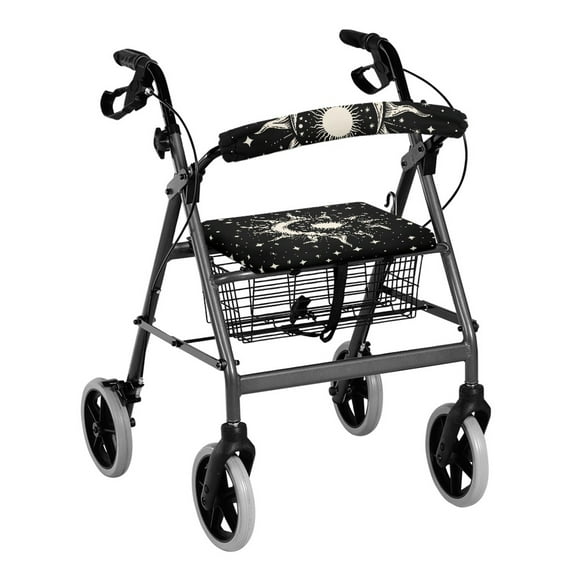 COEQNE Starry Sky Star Moon Rollator Walker Seat & Back Cover Soft Seat Cushion for A Rollator Walker Set 2 Pack Universal Rollator Walker Seat and Backrest Covers for Seniors