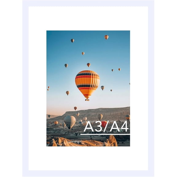 COEQWD-11.7x16.5 A3 Picture Frame White with 8.3x11.7 A4 Mat, Display Photo 8.3x11.7 with Mat or 11.7 x 16.5 Without Mat, Wall Hanging Large Frame with Plexiglass, White