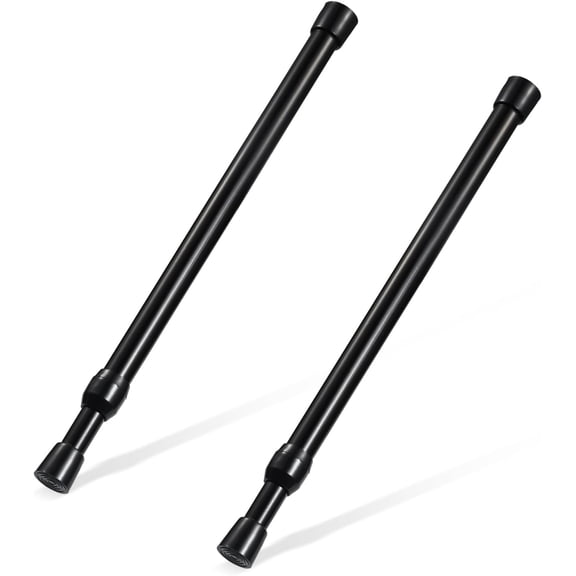 COEQWD-13-18 inch Spring Tension Rod, Small Tension Rod, 5/8" Diameter No Drilling Expandable Short Tension Rods Spring Rods, Tension Rods for Closet, Cupboard, Hanging Clothes, Black, 2 Pack