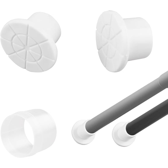 COEQWD-4 Sets Rod End Caps, Tension Rods End Cap Anti-Skid Non-Slip Waterproof Rubber Cap Fit for 22-25mm Telescopic Poles(White)