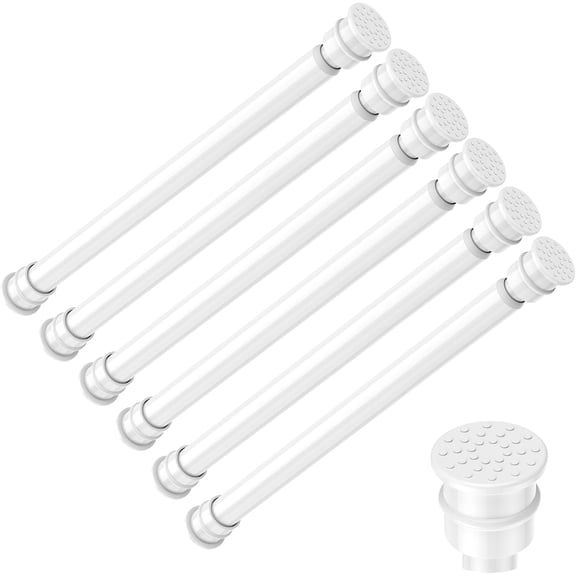 COEQWD-Fvonzon 6 Pack Small Tension Rods 12-19 Inch, Thin Tension Curtain Rods for Windows, Spring Rod for Closet, Cabinet & Kitchen, Mini Curtain Rod Tension Fit, Tiny Skinny Compression Rods White