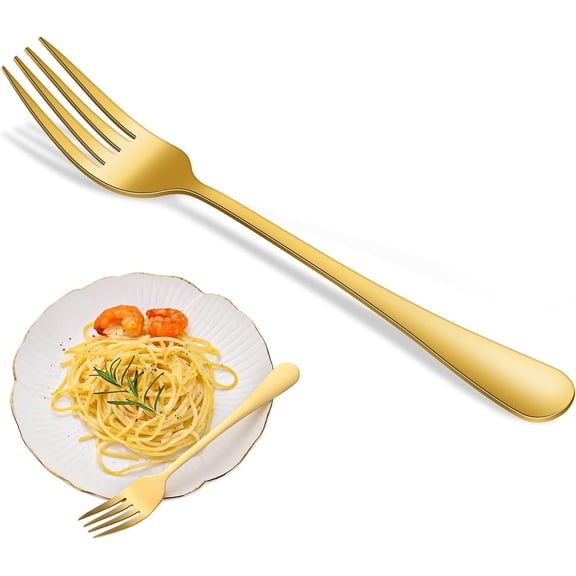 COEQWD-Gold Dinner Forks Set, 8-Piece 8 Inch PVD Gold Stainless Steel Cutlery Forks,Golden Metal Fork for Home Party Or Wedding,Dishwasher Safe Golden Table Fork Set