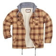 thumbnail image 1 of COEVALS CLUB Men's Flannel Hooded Jacket Shacket Sherpa Quilted Lined Casual Button up Snap Premium Jacket Shirts 04 Brown Plaid Large, 1 of 8